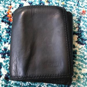 Fossil Black Men’s Trifold Leather Wallet